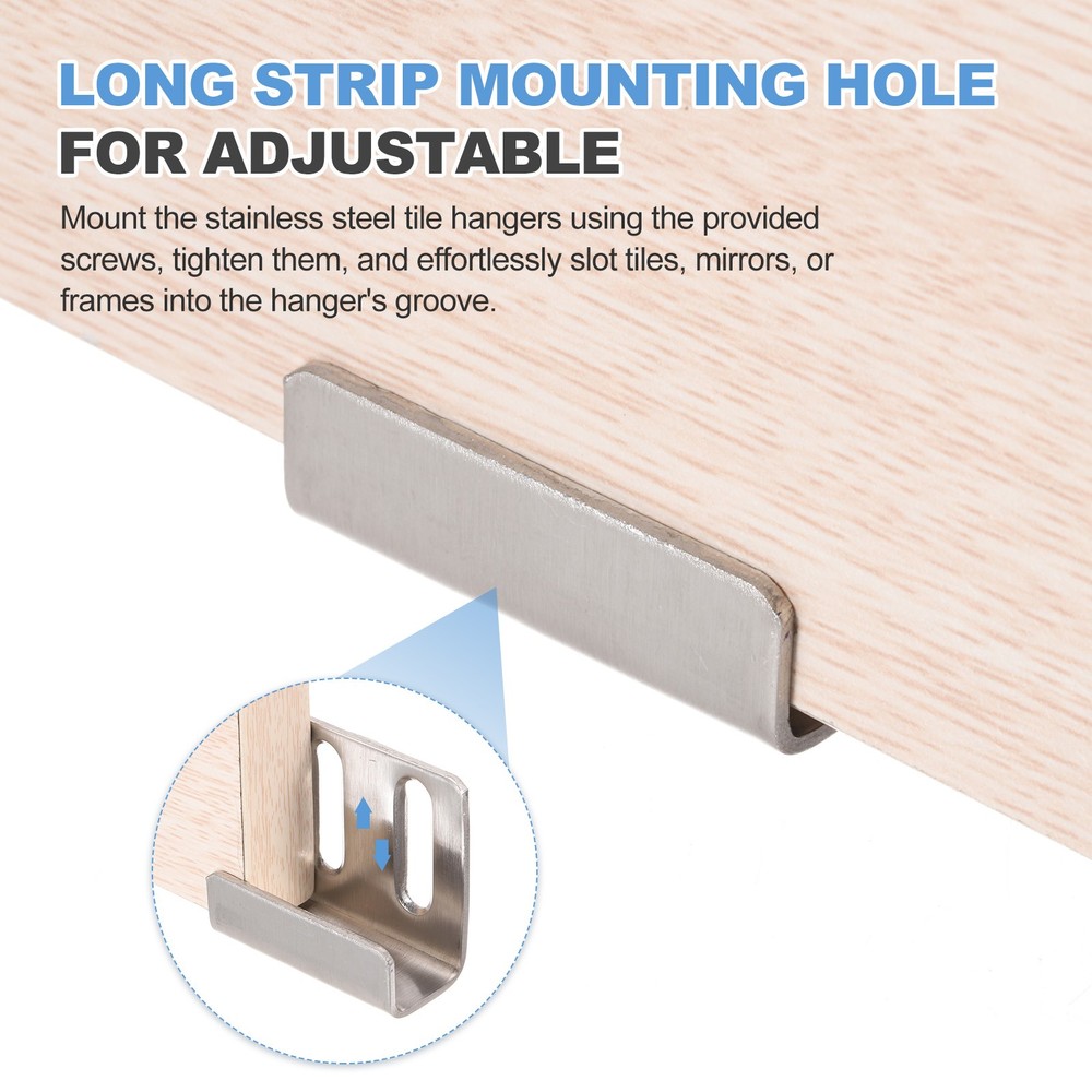 10 Pcs Adjustable Tile Hooks, Silver, Width 10mm (3/8")