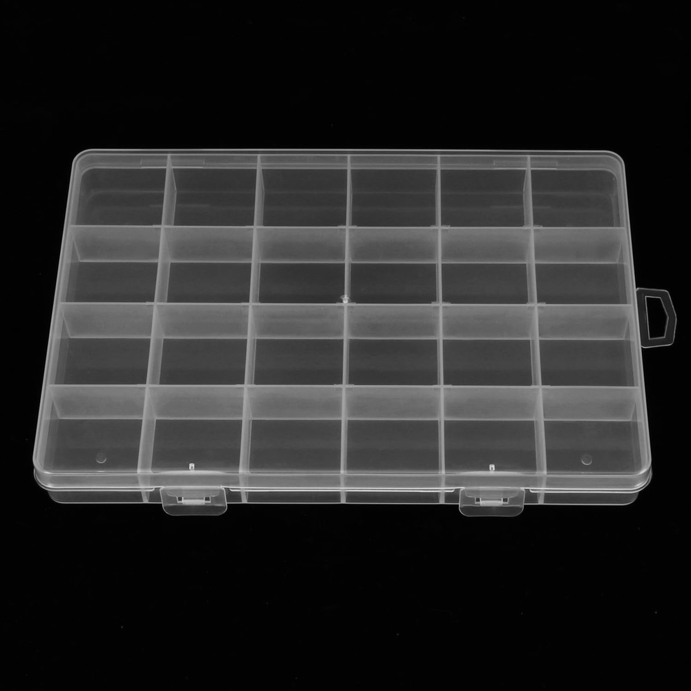 2 Pack 24 Grids Clear Plastic Organizer Box Fixed Compartment Storage Contain...