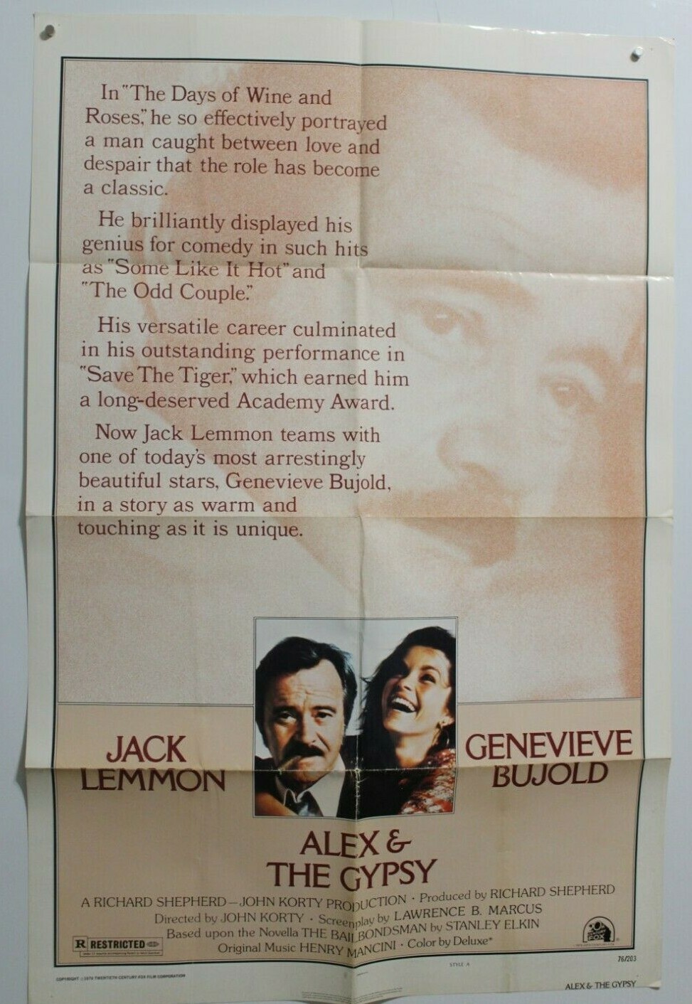 Alex & the Gypsy (1976) movie poster * free shipping