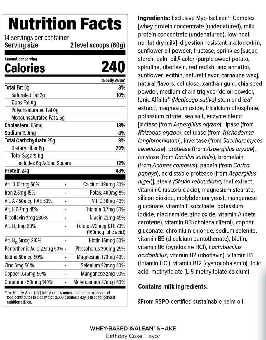 Isagenix Isalean Birthday Cake Shake 29.6 Oz Exp 8/24 Free Priority Shipping