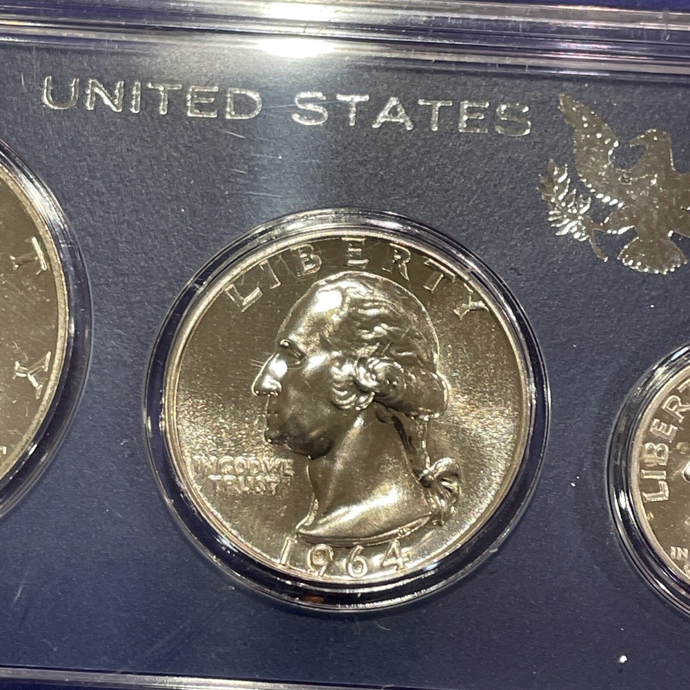 US MINT COIN SET 1964-P 90% SILVER Double Struck Gem Luster With CASE