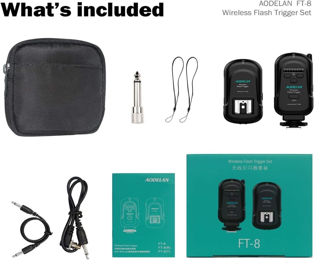 Wireless Flash Trigger Set - 200m Range, 8 Channels for Speedlite & Cameras