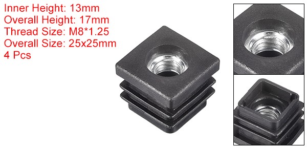 4Pcs 0.98"x0.98" Caster Insert with Thread M8 Thread