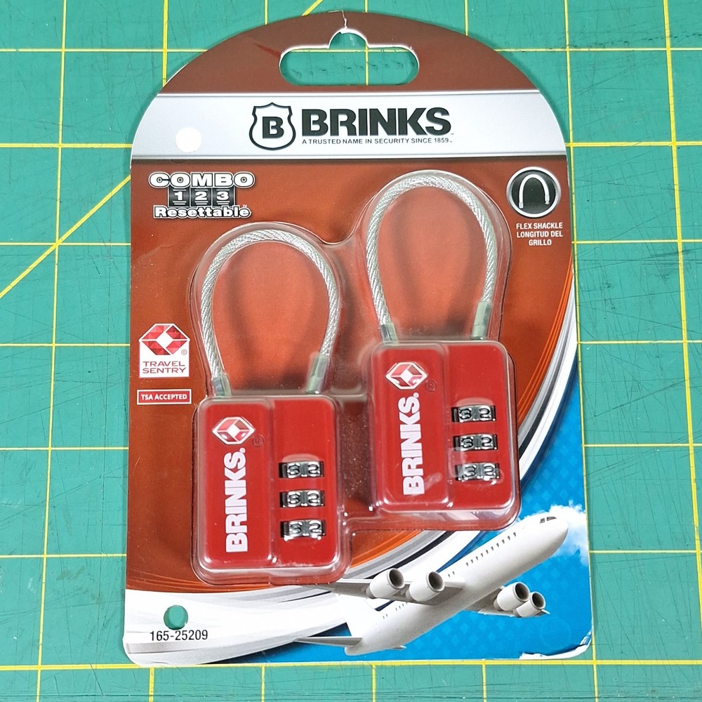 Brinks TSA Accepted Resettable Combination Luggage Locks 2-Pack Red