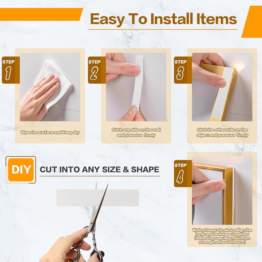 1x3 Inch Hook and Loop Strips, 20 Sets Nylon Self Adhesive Tape, Double Sided...