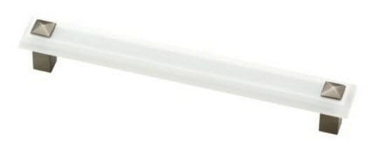 (5 Pack) 6-5/16 inch Kaley Pull Translucent White and Brushed Stainless Steel