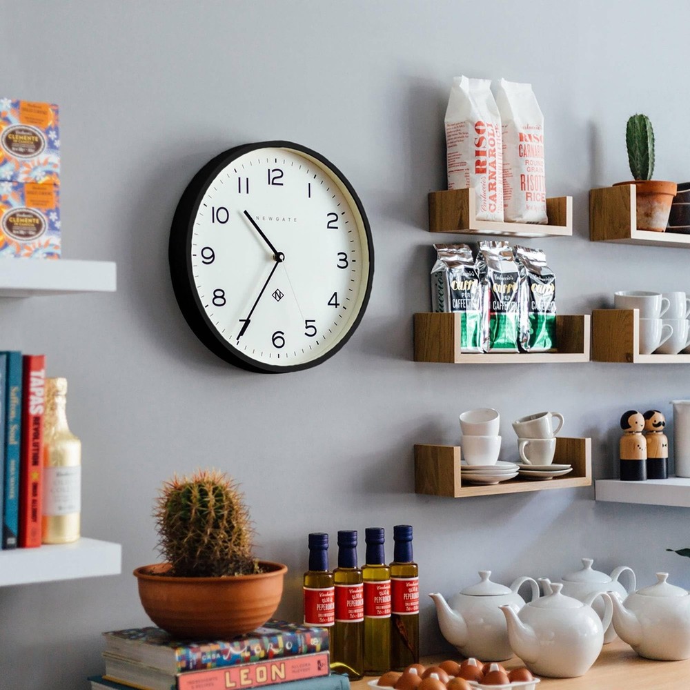 NEWGATE® Number Three Echo wall Clock | Modern Round Clock | 37cm | Black |