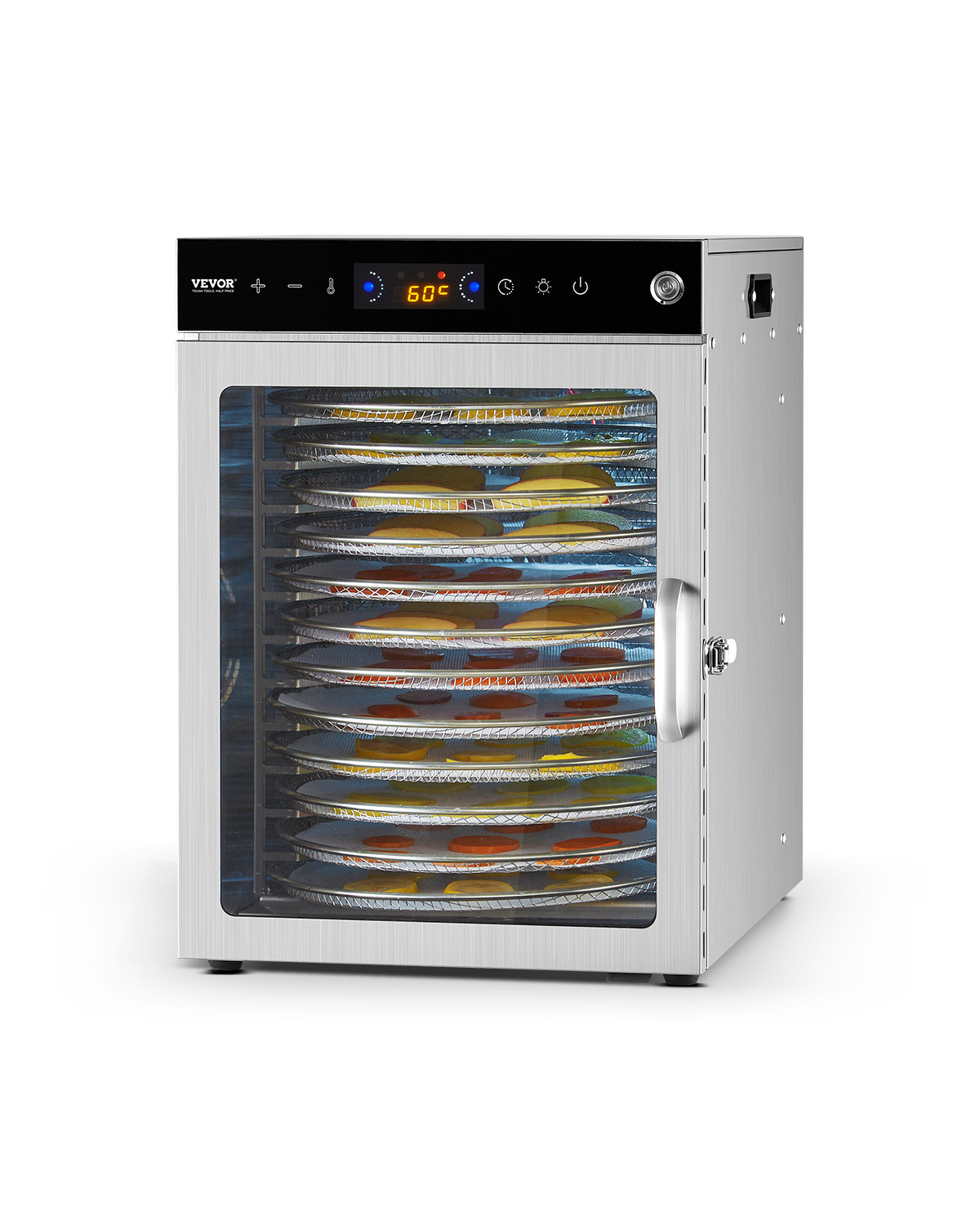 VEVOR 12 Trays Rotary Food Dehydrator Machine Stainless Steel 800W Jerky