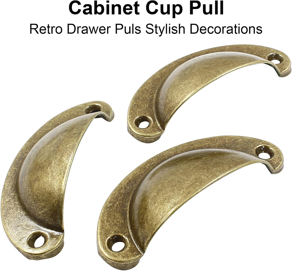 24Pcs Antique Cup Drawer Pulls, Brass Bronze Bin Cup Pulls Knobs, Cabinet Pul...