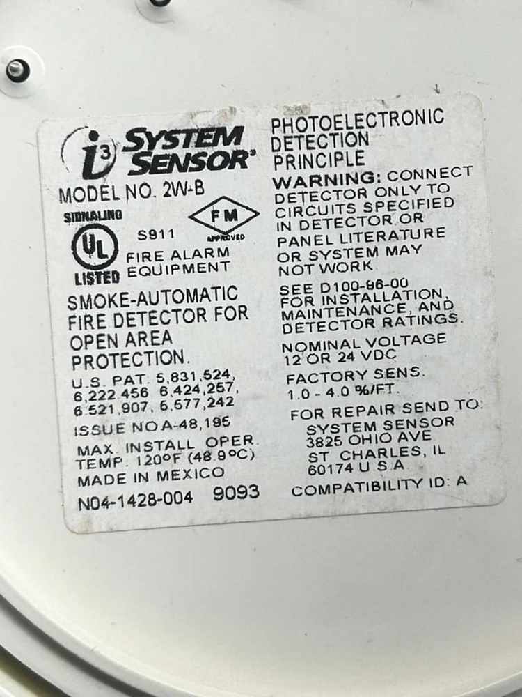 System Sensor 2W-B i3 Smoke Detector USED Tested Working - 13247