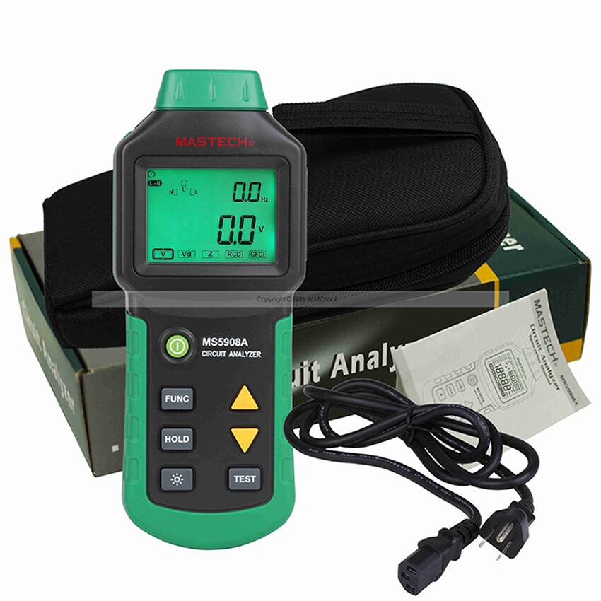 Mastech MS5908A RMS Circuit Analyzer Tester 110V RCD GFCI  Socket Tester