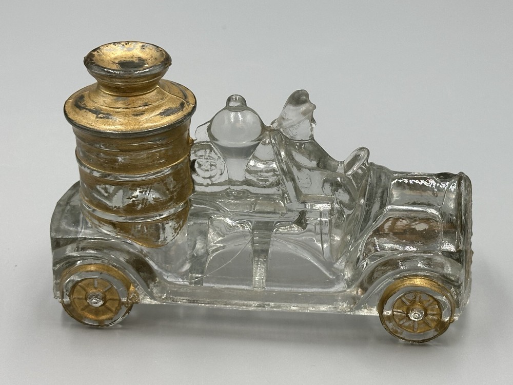 1920s FIRE ENGINE Large Boiler #2 GLASS CANDY CONTAINER Antique A&E 222