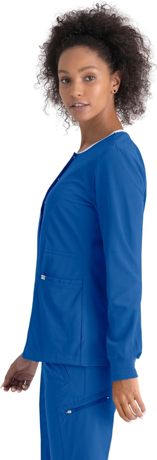 GREYS ANANTOMY SIGNATURE WOMEN SCRUB JACKET BUTTON FRONT IN ROYAL BLUE #2407 NWT