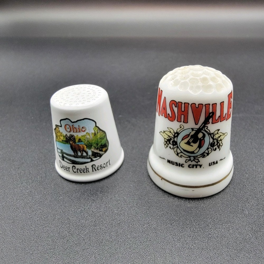 8 Collectible Ceramic Thimbles From Various Locations