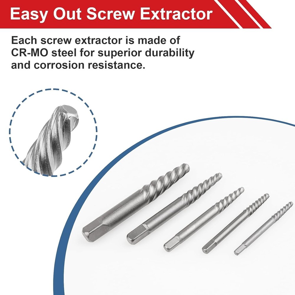 10-Pcs Screw Extractor Set Easy Out Drill Bits Set for Removing Stripped Screws