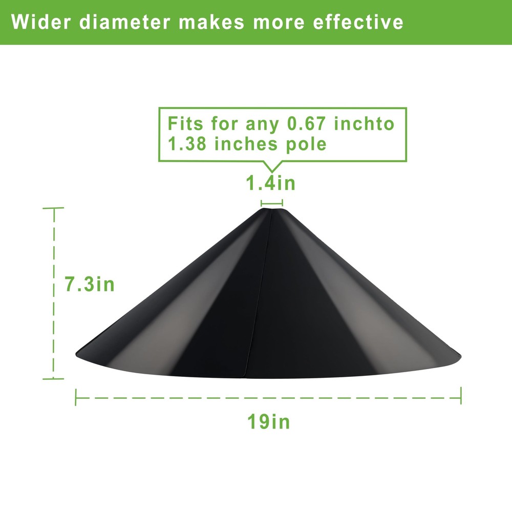 Squirrel Baffle for Bird Feeder Pole - 19 Inch for Shepherd’s Hook, Squirrel ...