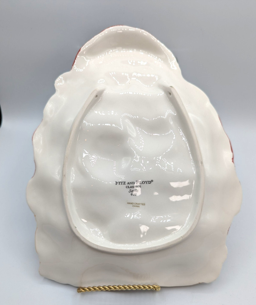 Fitz & Floyd Classics Santa Platter with Cat Ceramic Christmas Cookie Plate Tray