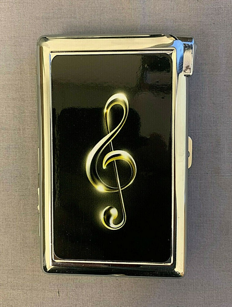 Treble Clef Music Note D1 Cigarette Case with lighter ID Holder Wallet NBC