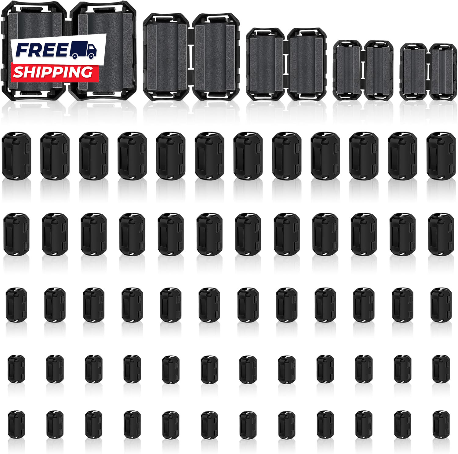 25Pcs Ferrite Chokes Ferrite Beads Snap on RFI EMI Noise Suppressor Cable Clip