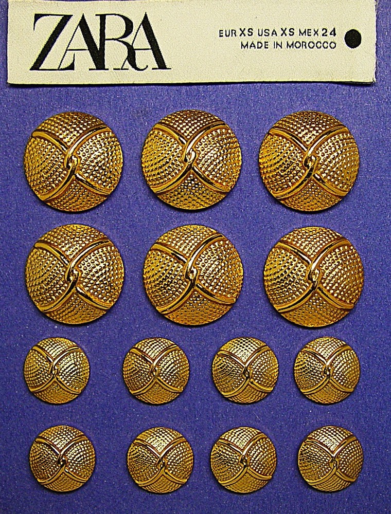 ZARA REPLACEMENT BUTTONS 14 Gold Tone solid metal buttons Good Used Condition