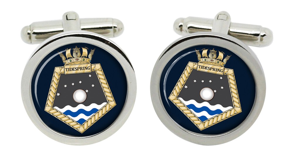 RFA Tidespring, Royal Navy Cufflinks in Box
