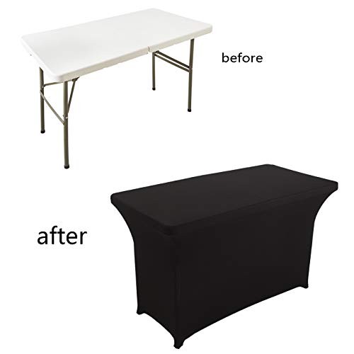 Spandex Fitted Stretch Table Cover for 4ft or 48" x 30" (Rectangular) Black