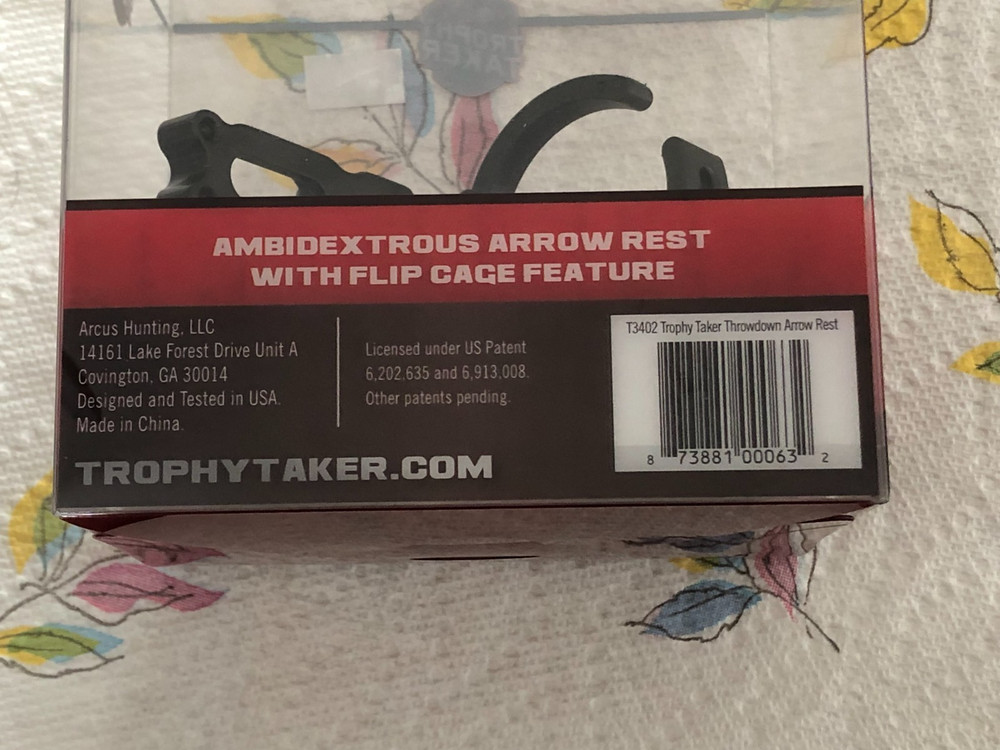 Trophy Taker Throwdown Arrow Rest T3402 Ambidextrous With Flip Cage Feature