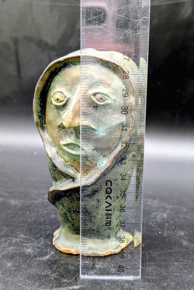 Handmade Studio Pottery Glazed Ceramic Expressive Face Sculpture - "Lars"