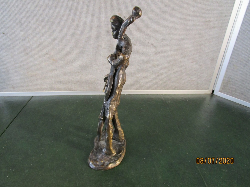 Bronze Cello Player Statue 9"