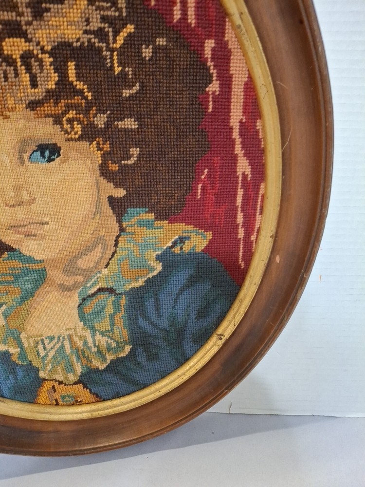 Young Boy Needlepoint by JB Greuze in Frame