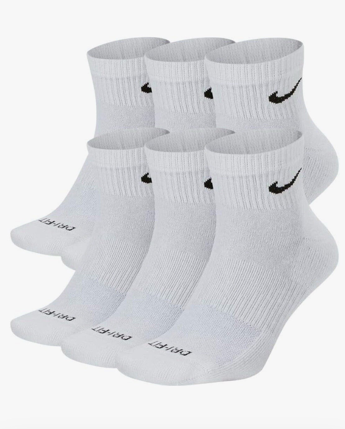 Nike Everyday Ankle Socks 6-Pairs, Size Large( 8-11)- White