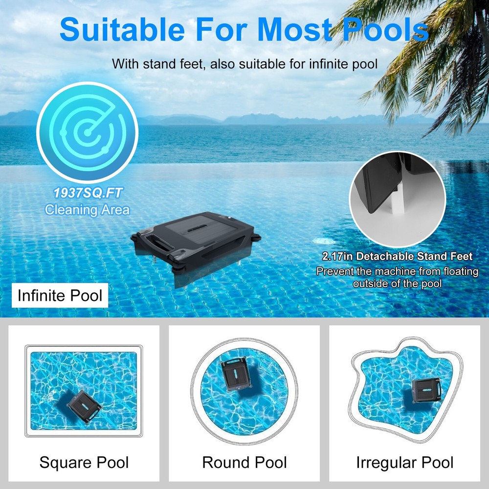 Solar Robotic Pool Skimmer Swimming Pool Surface 2 Modes Surface &APP Water Play