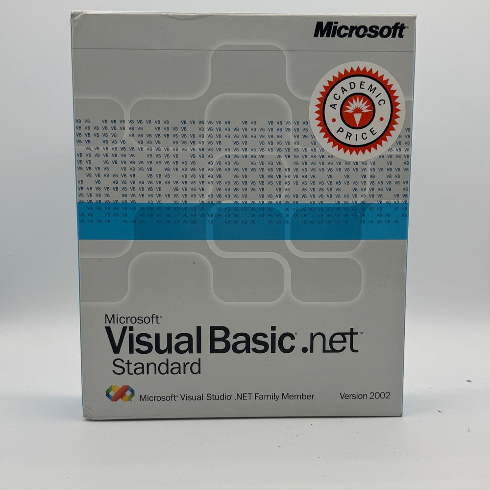 Vintage Microsoft Visual Basic .NET Standard Academic 2002 Full Set CDs Guides