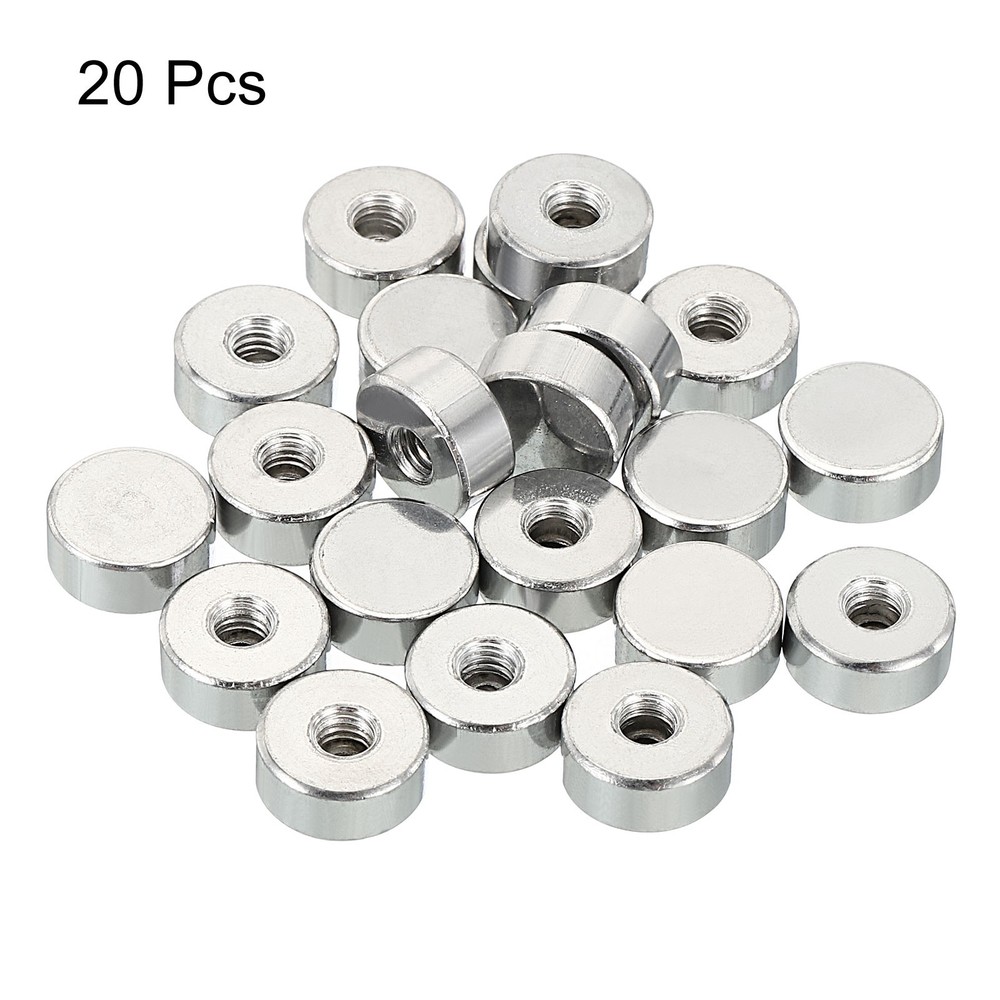 M4 Nut Hood, 20pcs Flat Female Thread Silver Tone