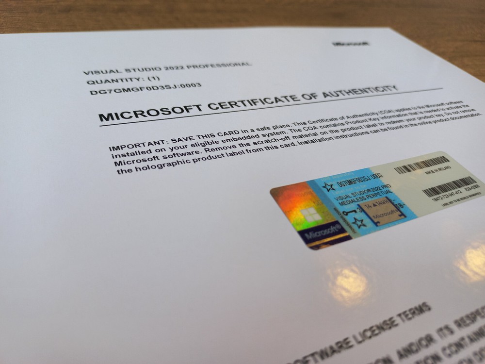 Microsoft Visual Studio 2022 Professional CoA AUTHENTIC License DG7GMGF0D3SJ