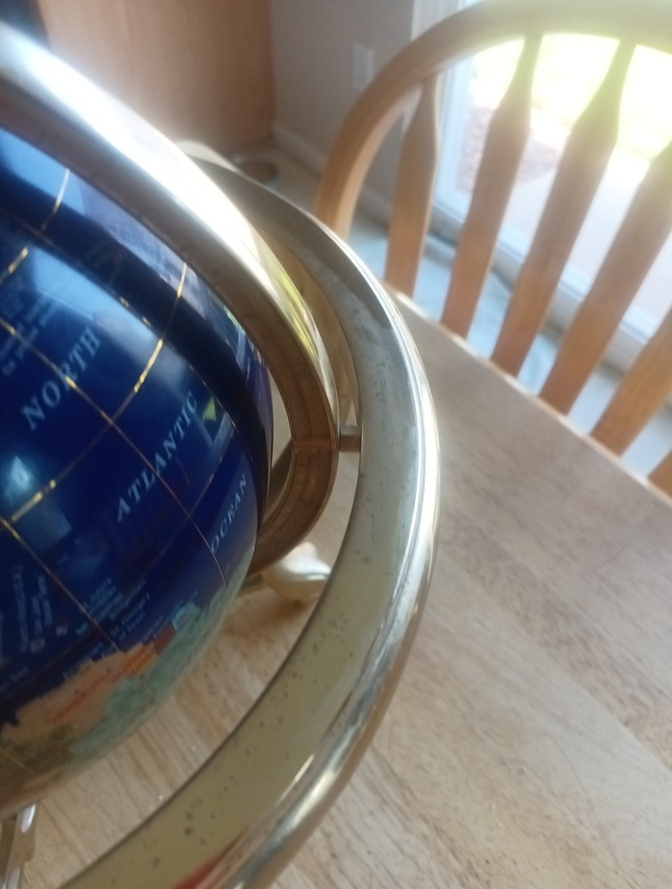 Tabletop World Globe Gemstone Stand, Compass Vintage