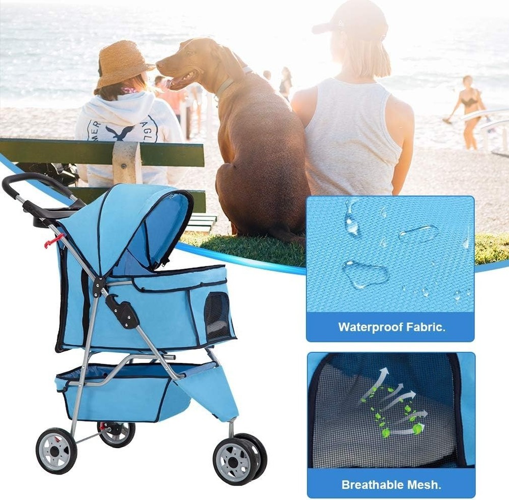 Portable 3-Wheel Pet Stroller - Comfortable, Foldable, and Easy to Assemble