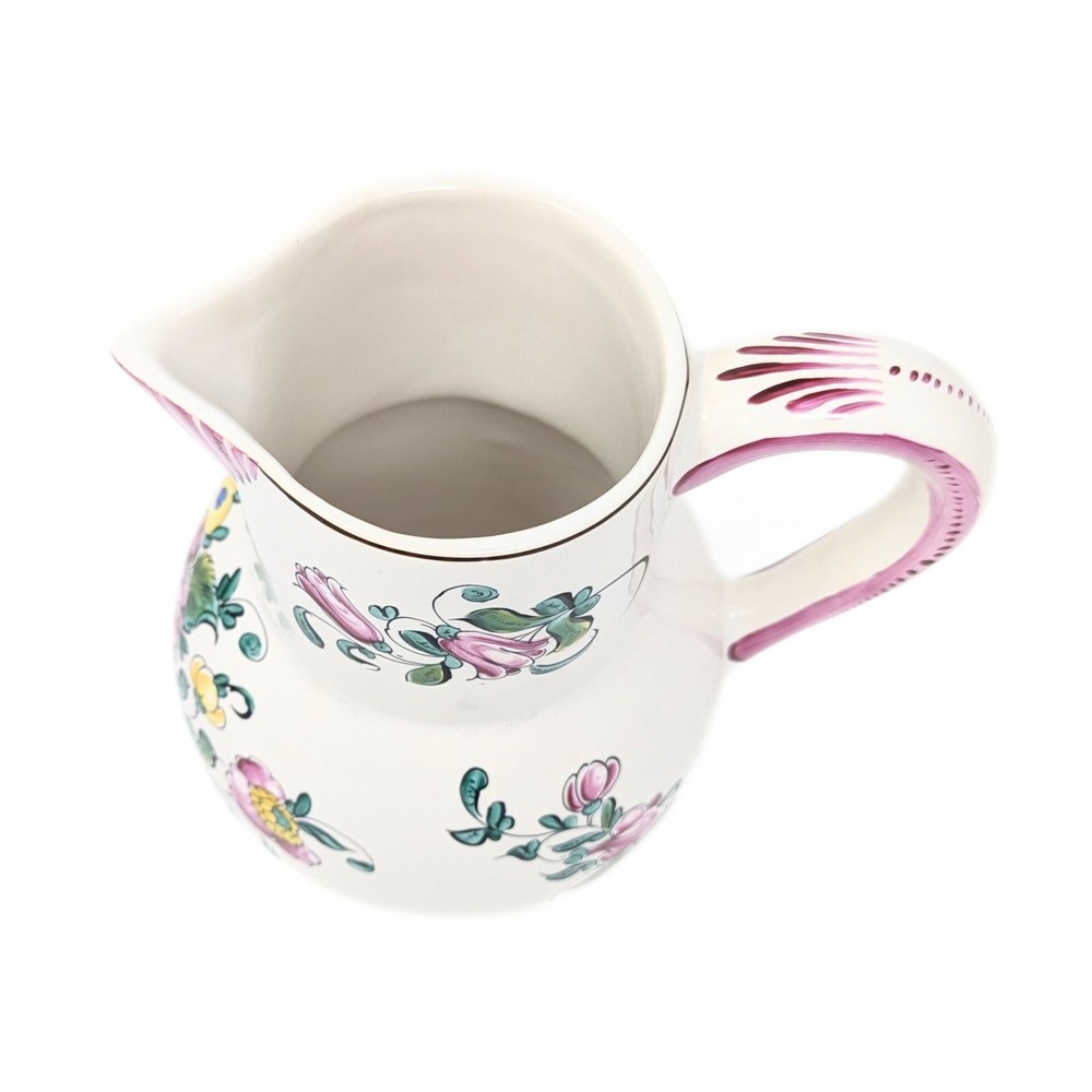 French Faience Floral Pitcher
