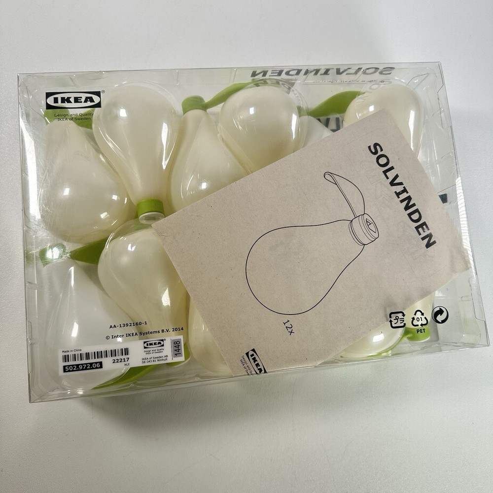 IKEA Solvinden Pear Shape String Light Covers 12 Pack White Green New Sealed