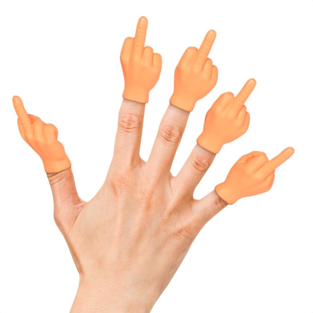 5 Pcs Amusing Mini Middle Finger Hands, Realistic Soft Rubber Finger Puppets ...
