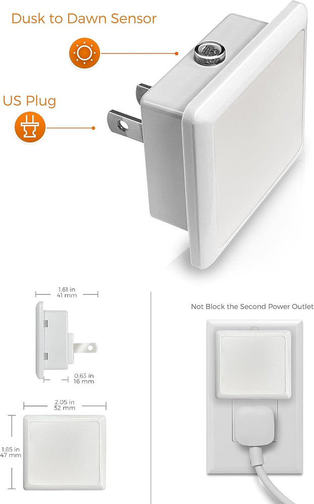 Night Lights Plug into Wall,[6-Pack] Plug in Night Light,Dusk to Dawn Sensor, 18