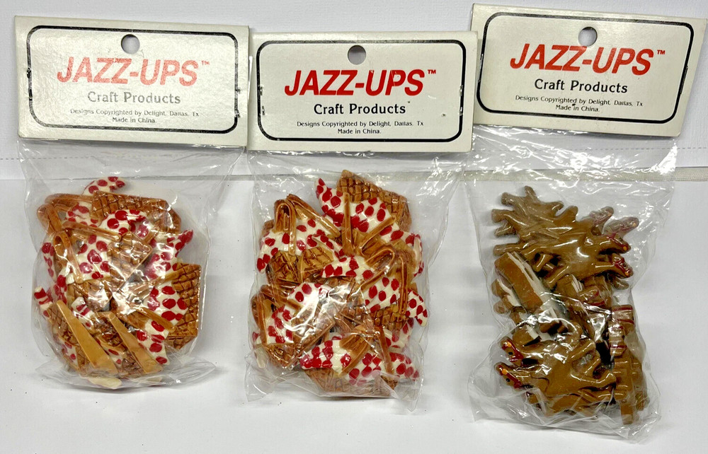 Jazz Ups Craft Embellishment Flat Back Resin Decorations NOS 3 Pkgs