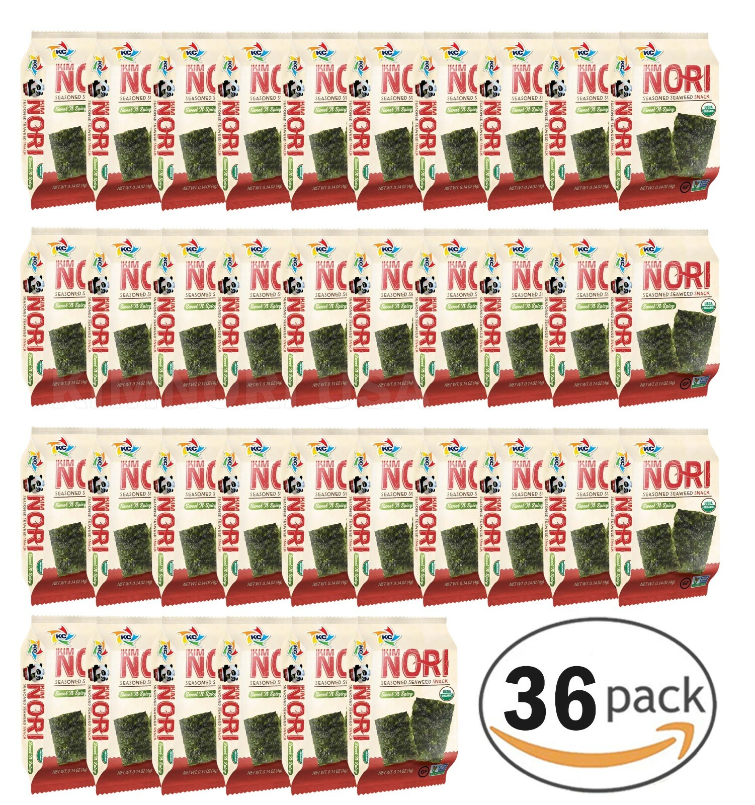 Organic Seasoned Roasted Seaweed Snacks 36 Individual Pack Sweet Spicy Kim Nori