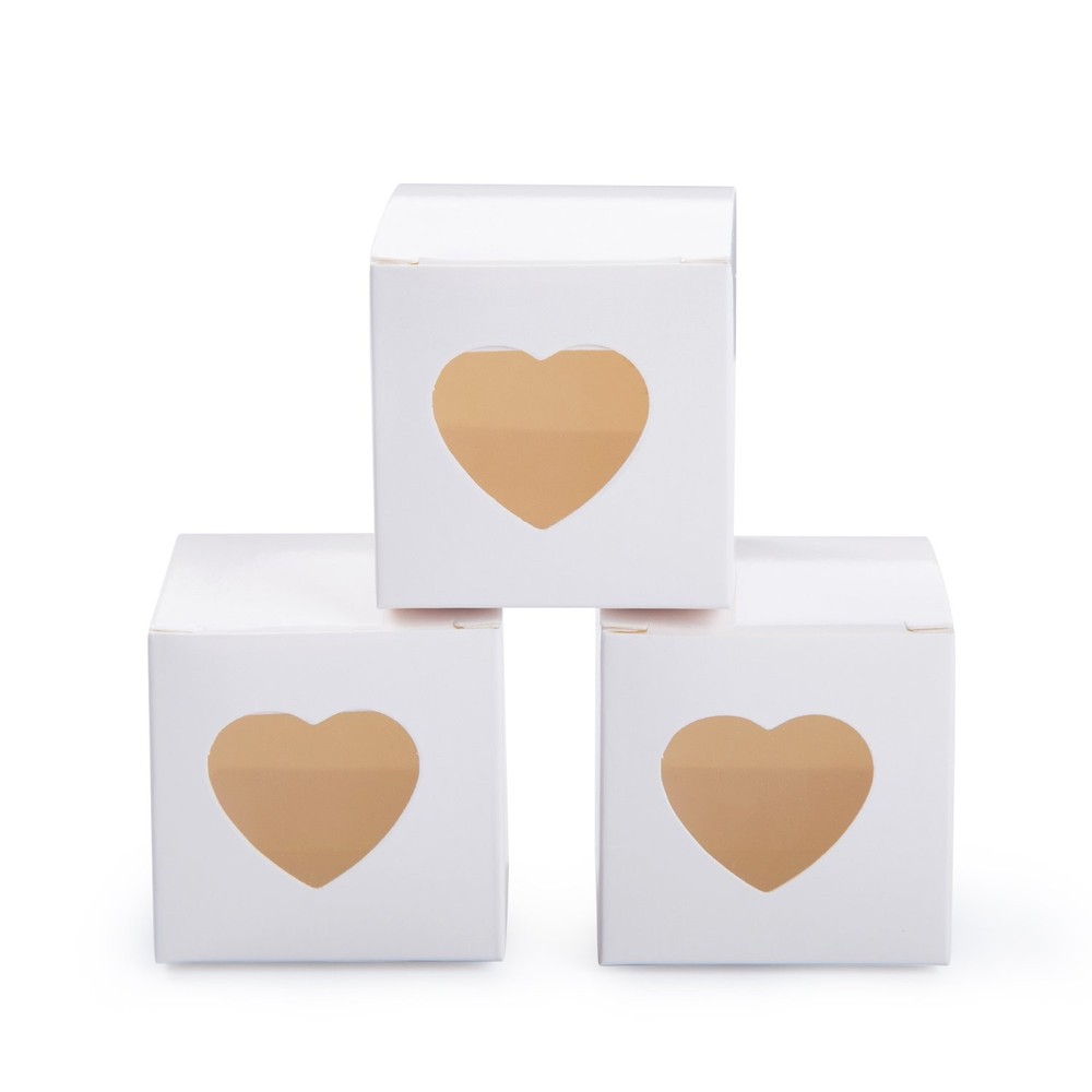 Mini Size White Gift Boxes 2x2x2 inch with Clear Plastic Window for Candy Tre...