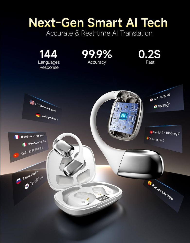 AI Translation Earbuds Real Time Interpretation– 144 Language Translator Device