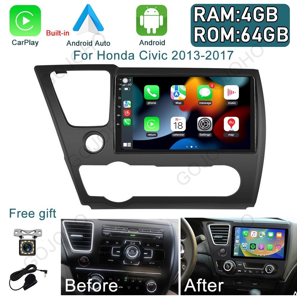For Honda Civic 2013-2017 Android 13 Car Stereo Radio Wifi Navi GPS Carplay 64G