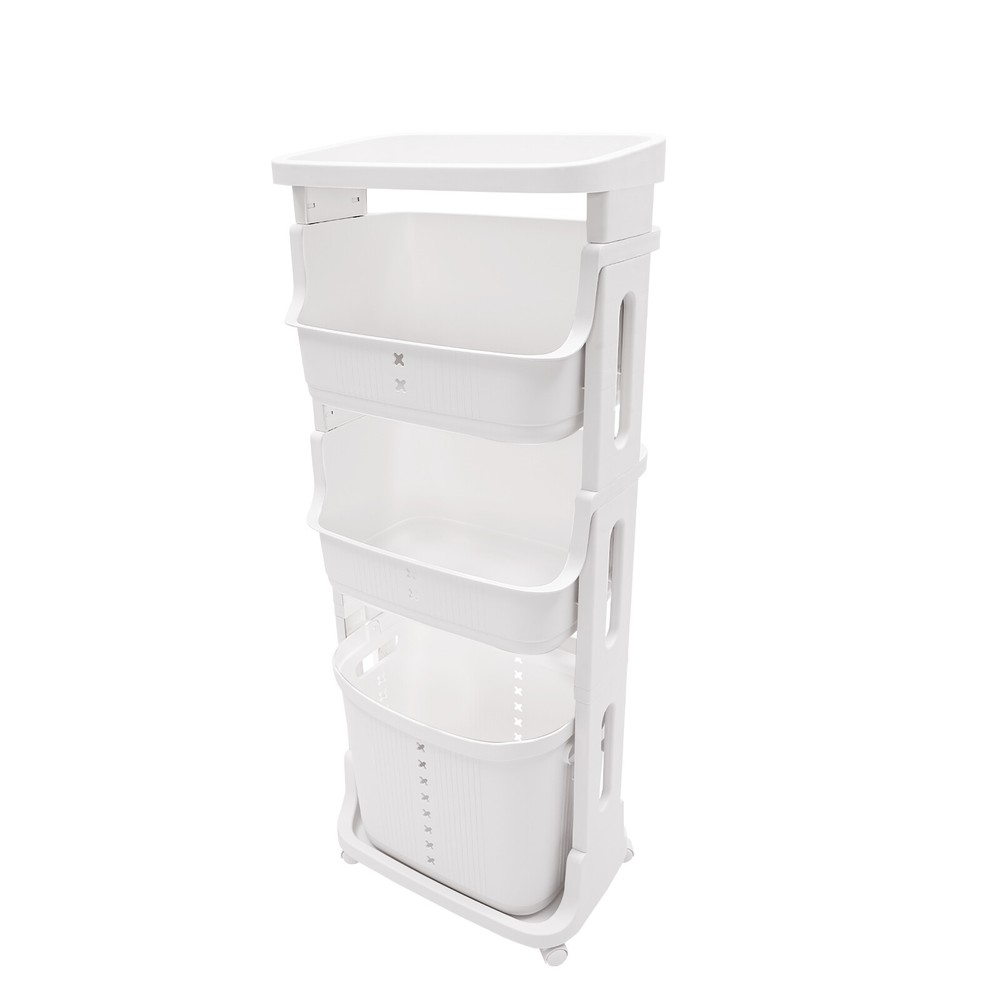 4-Tier Rolling Laundry Storage Cart with Removable Basket & Wheels