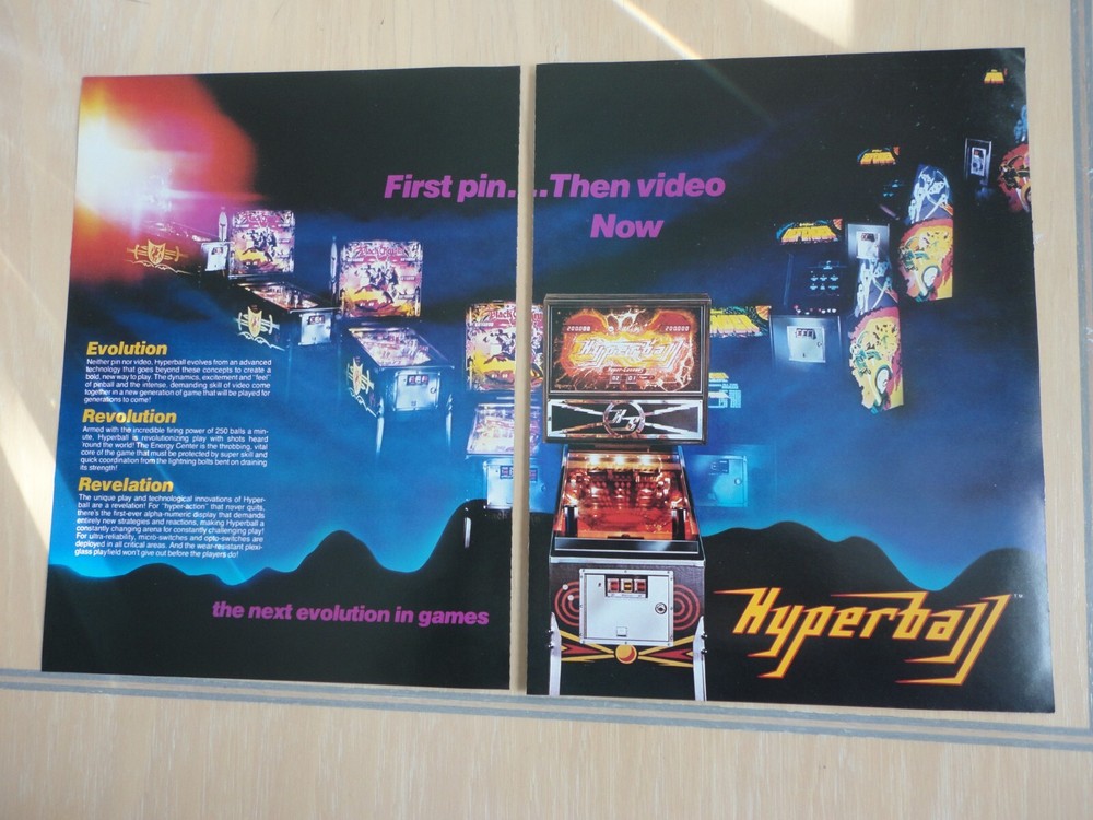 Hyperball Pinball Machine Flyer Original Magazine Pull Out Advertisement Vers 3