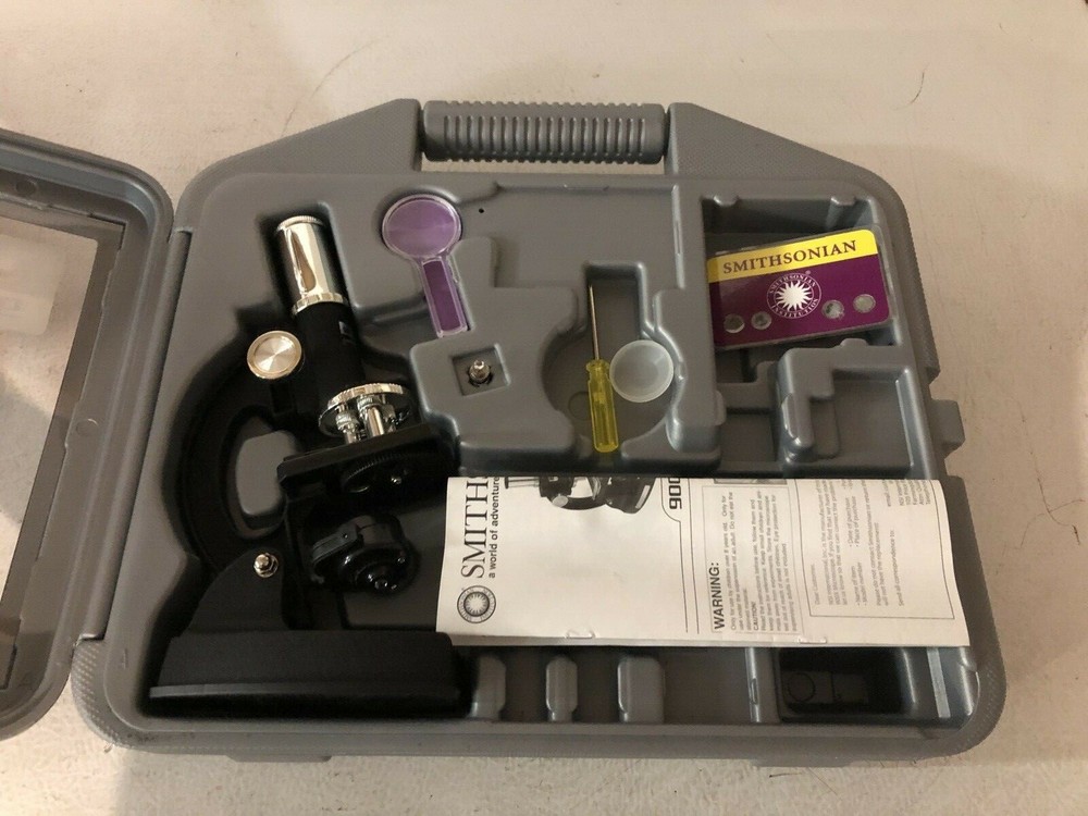 Smithsonian Microscope Kit STEM Mag 150x/450x/900x w/Light & PARTIAL Accessories