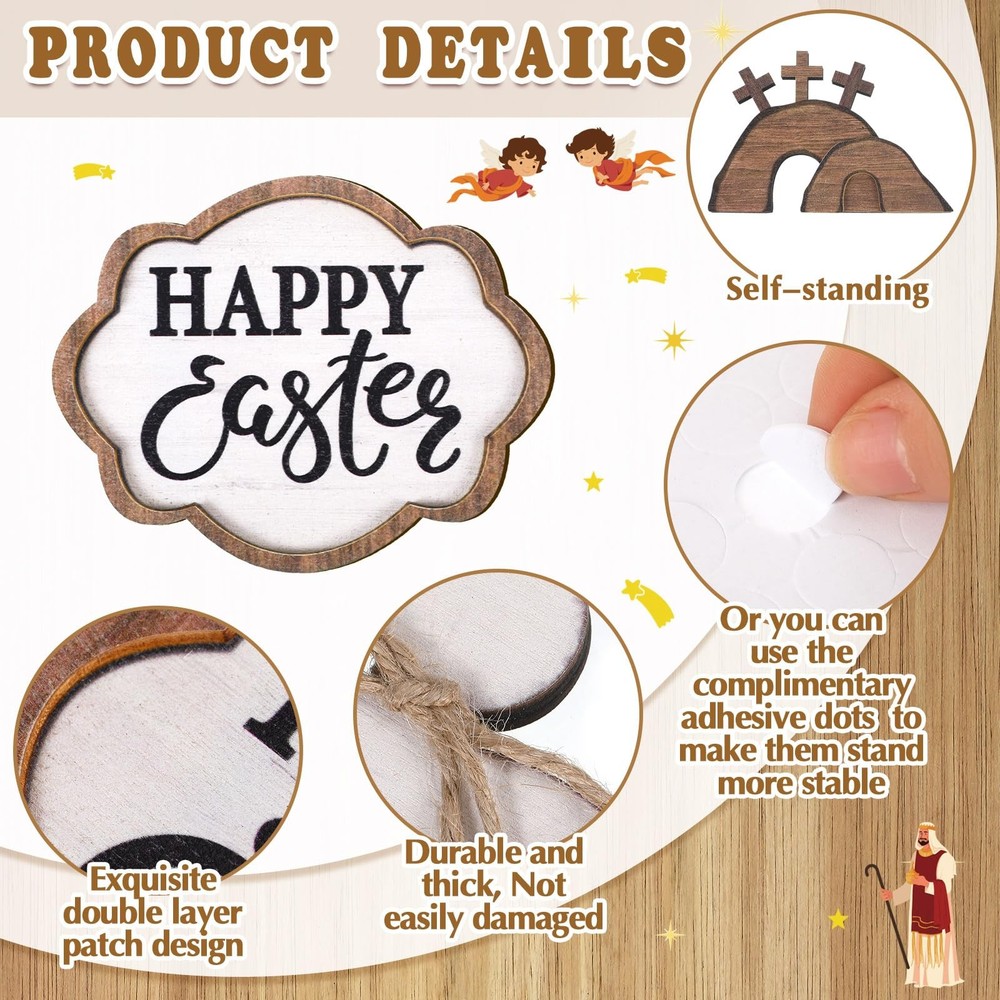 Amyhill 17 Pcs Easter Tiered Tray Decor Religious Multicolor
